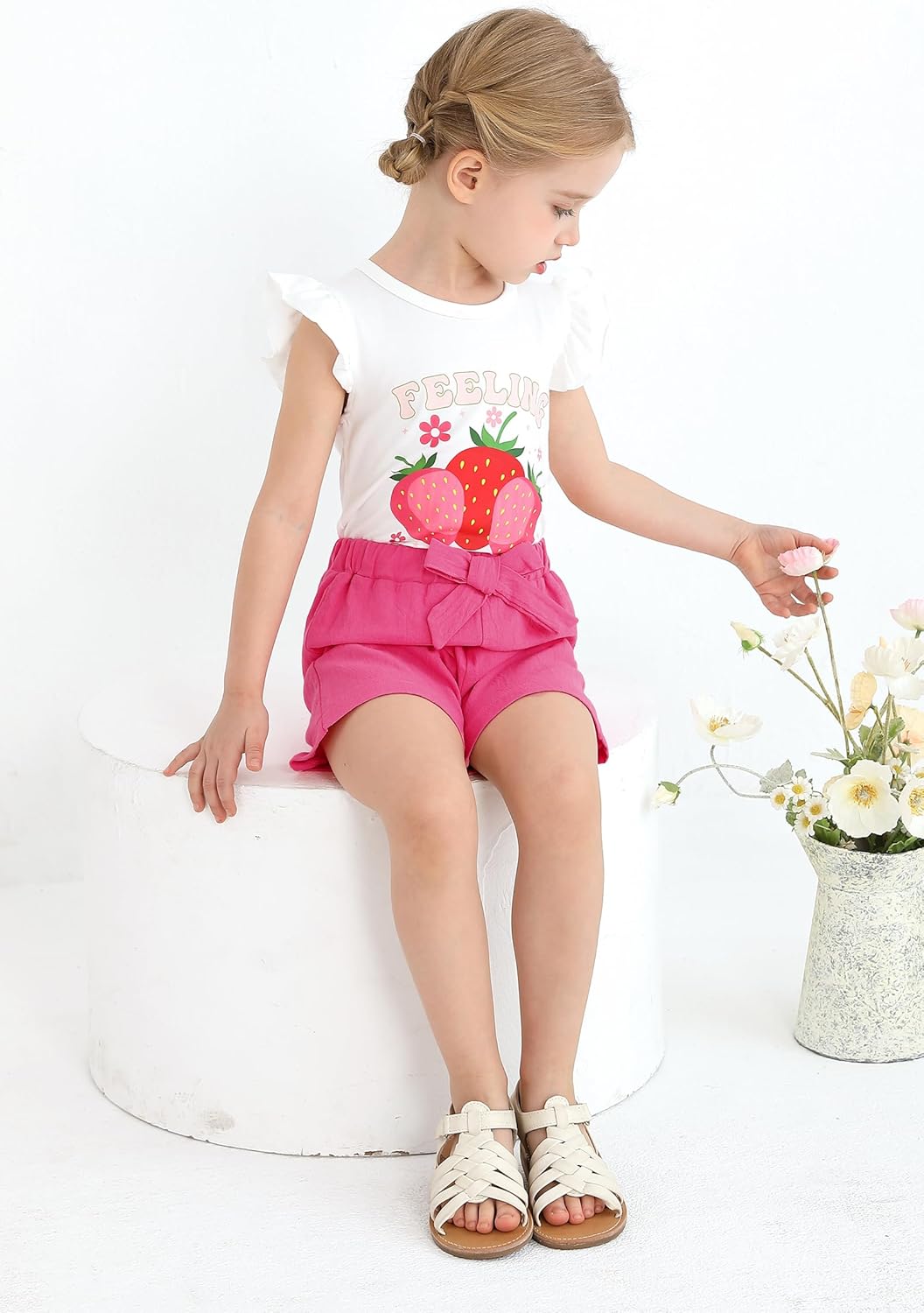 YOUNGER TREE Toddler Baby Girls Clothes Sunflower T-shirt + Bowknot Shorts with Cute Summer Girl Clothes Set - Image 3