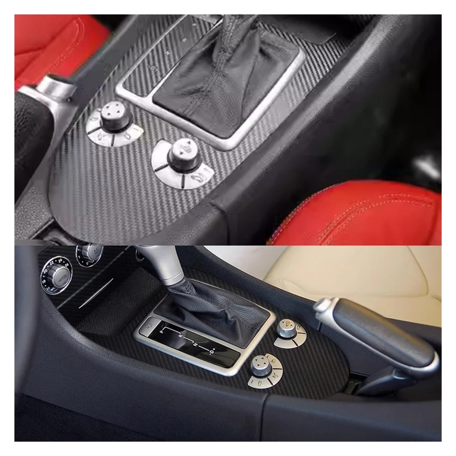 Kompatibel mit SLK R171 2004–2010, Innenraum, zentrales Bedienfeld, Türgriff, 5D-Kohlefaser-Aufkleber, Aufkleber, Auto-Styling-Zubehör(3D CF Black,Right Hand Drive)