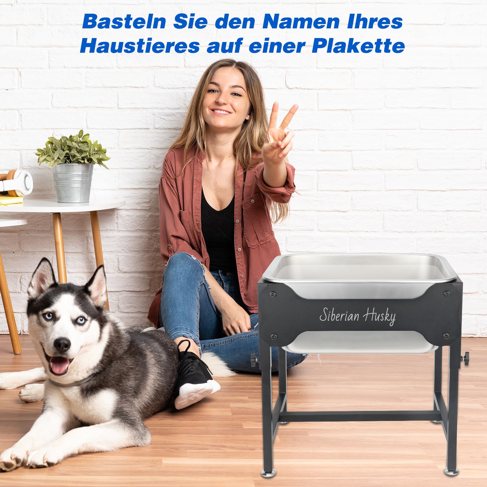 11.4 l erhöhte Hundenapf für große und sehr große Hunde Edelstahl-Hundenapf mit 4 Höhen verstellbarem Metall-Anti-Rutsch-Ständer Futternapf für Haustiere Für den Innen- und Außenbereich