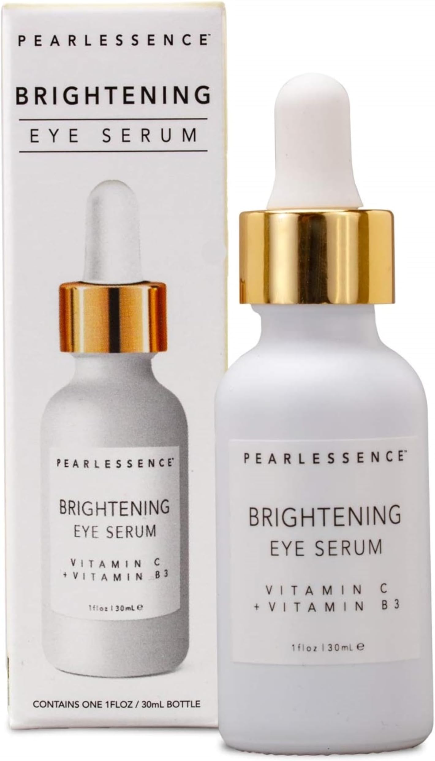 Pearlessence Brightening Eye Serum with Vitamin C + B3 – Helps Reduce Appearance of Fine Lines & Dark Under Eye Circles | Lightweight | Made in USA, Paraben Free & Cruelty Free (1 oz)