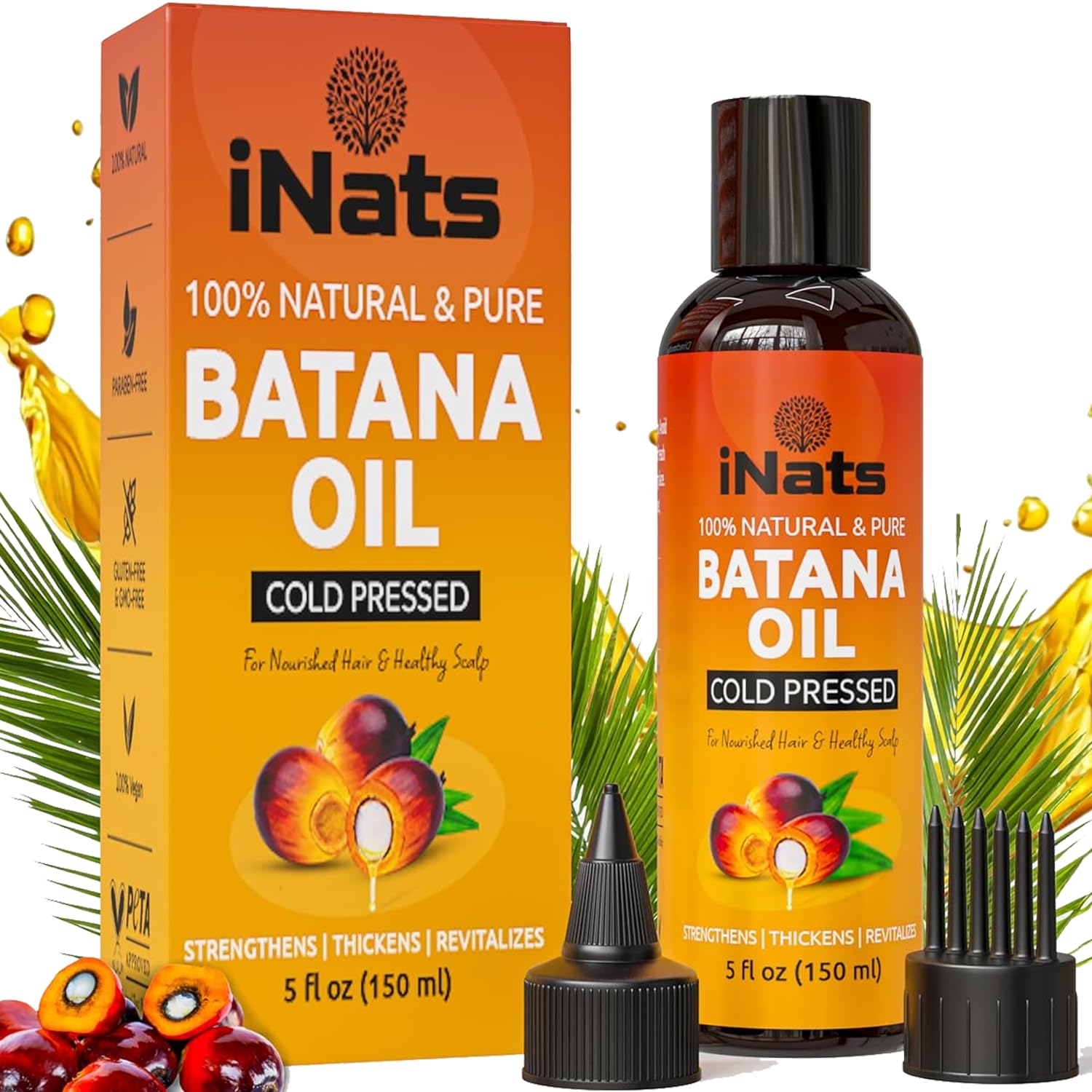 Premium Raw Batana Oil for Hair Growth (5 Fl Oz) - Dr. Sebi 100? Pure & Batana Hair Growth Oil from Honduras - Organic & Natural - Deeply Nourishing Scalp for Thicker & Stronger Hair for Women & Men