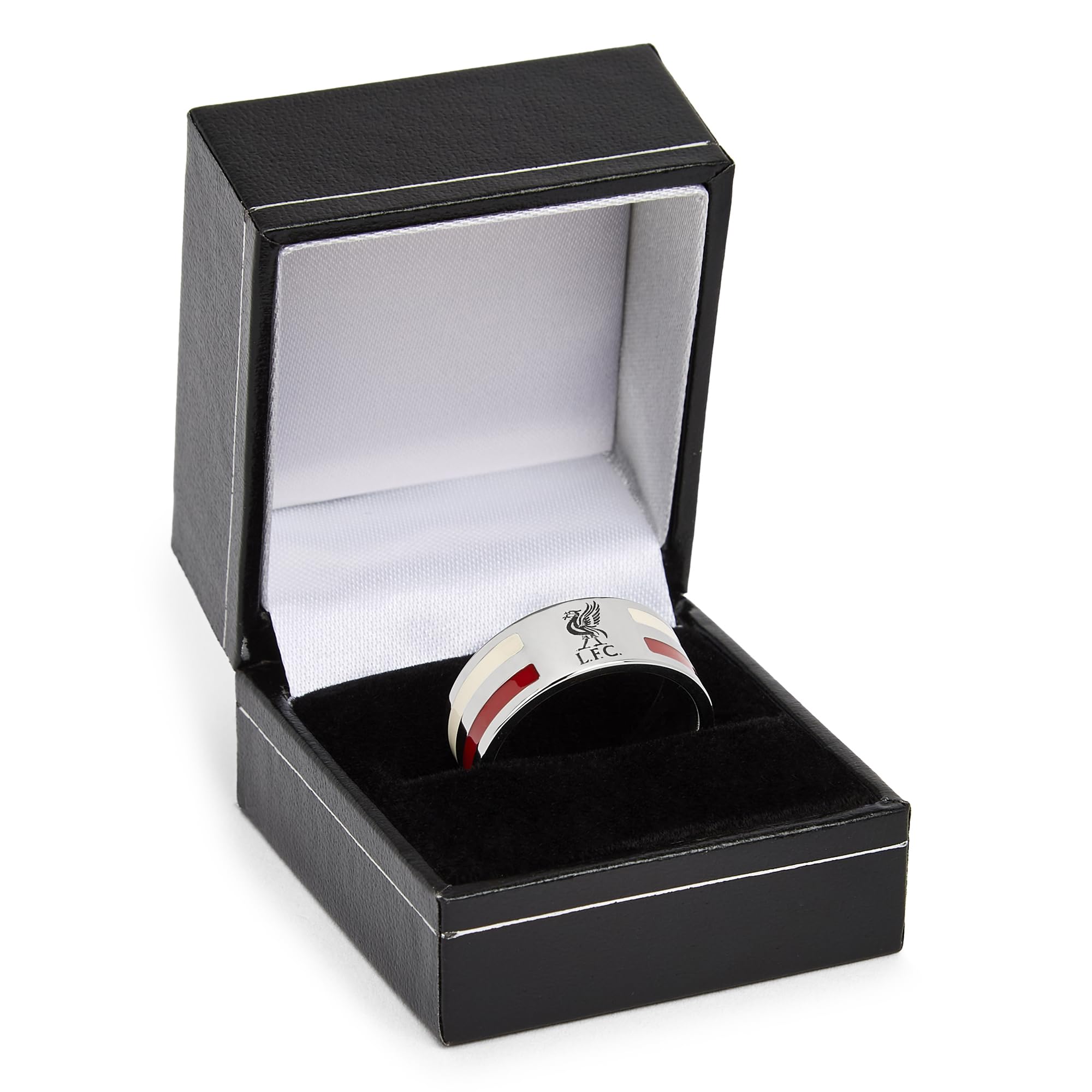 Official Licensed Stainless Steel 2 Colour Stripe Band Ring - Mens/Unisex Football Fan Gift