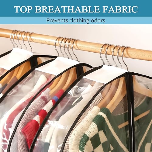 Miniatura 4 de Perber Bolsas de vestir transparentes de 60 pulgadas para vestidos largos, bolsas de ropa reforzadas de 4 pulgadas para colgar ropa, bolsa de ropa