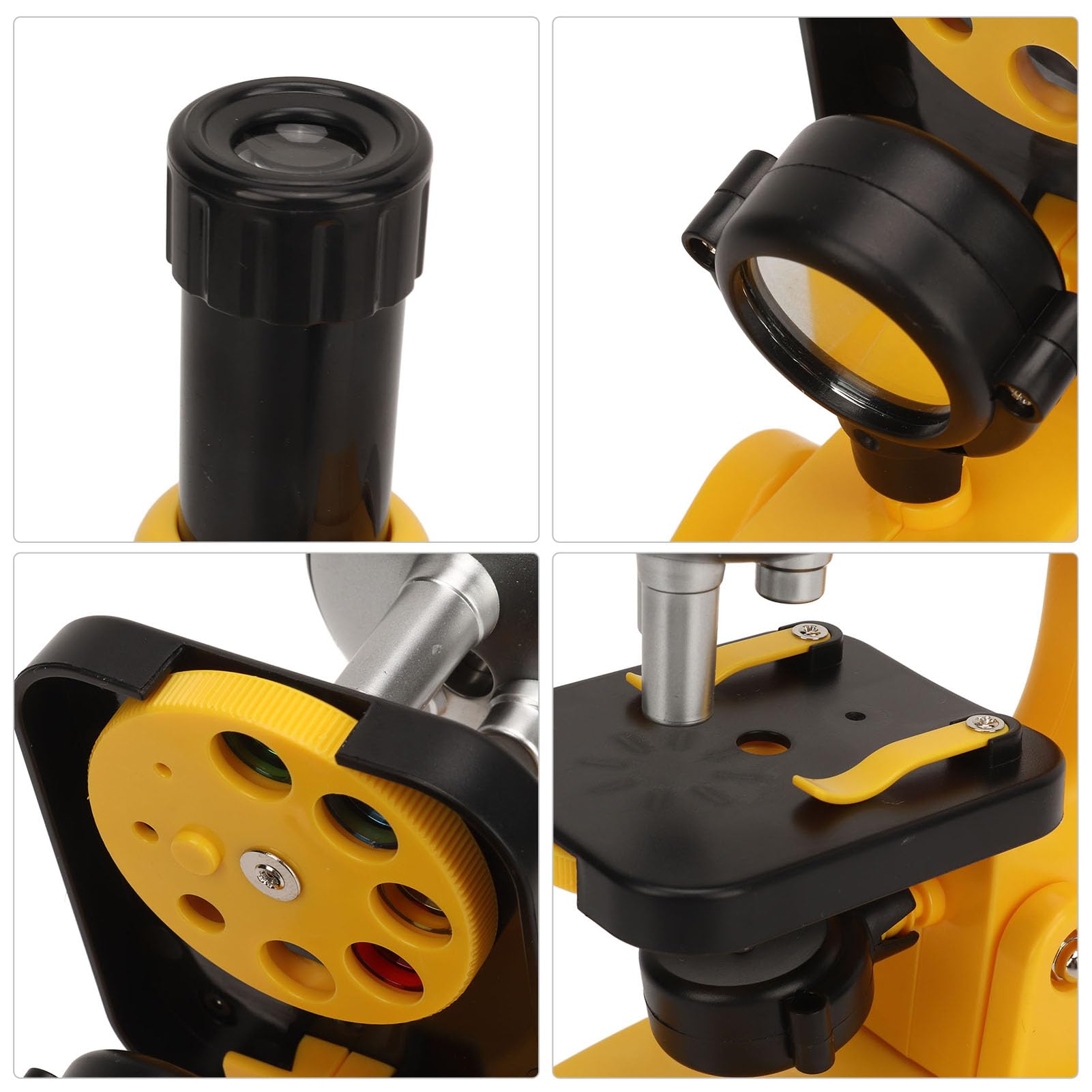 Beginner Microscope Kit, 1200x HD Optical Lens Smart Microscope for Kids, Obscure Unknown World with LED Light, Suitable for 8-12 Year Olds (Yellow)