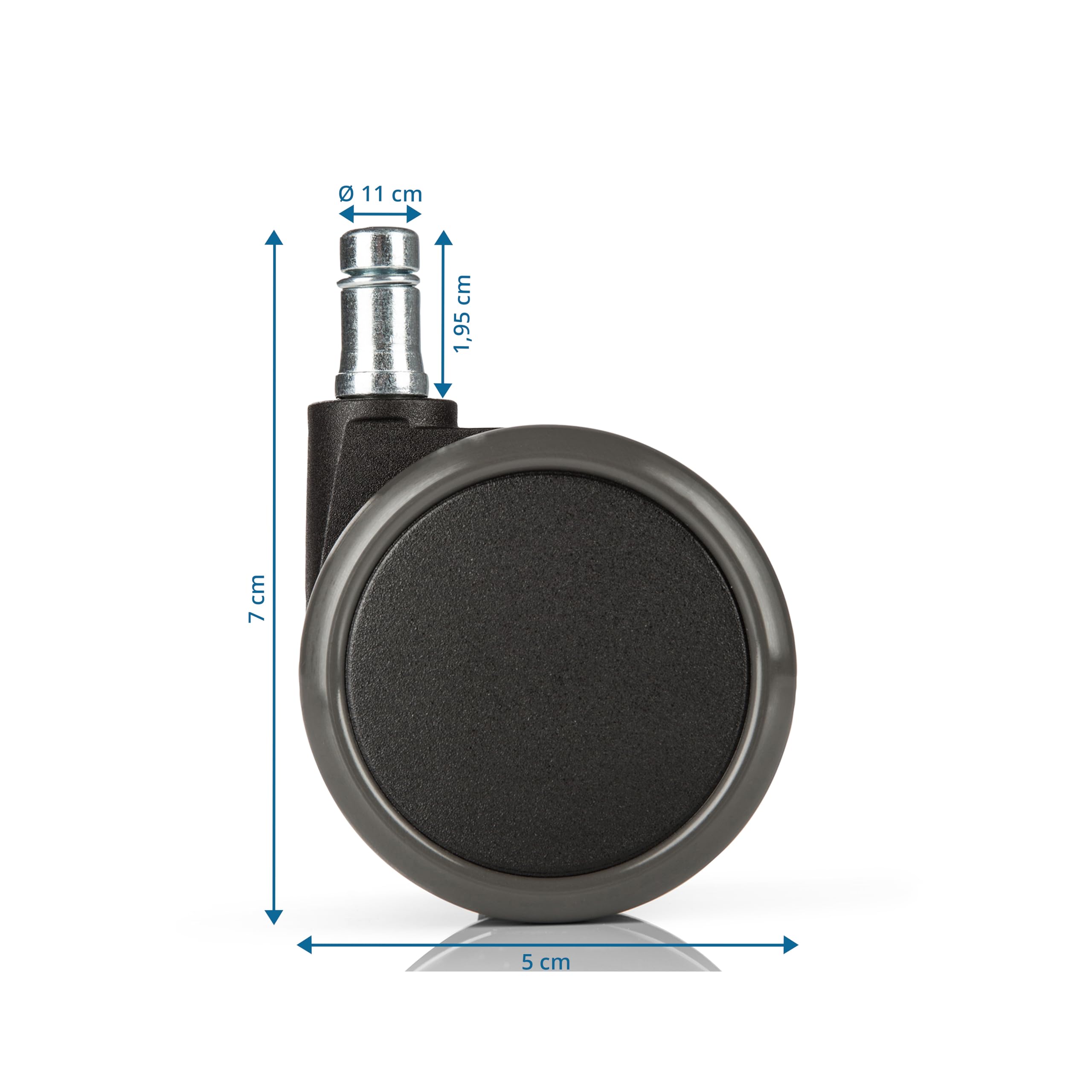 hjh OFFICE 619010 5X Ruedas para sillas de Oficina ROLO 11mm x 65mm, 5 Unidades, Suelos Duros