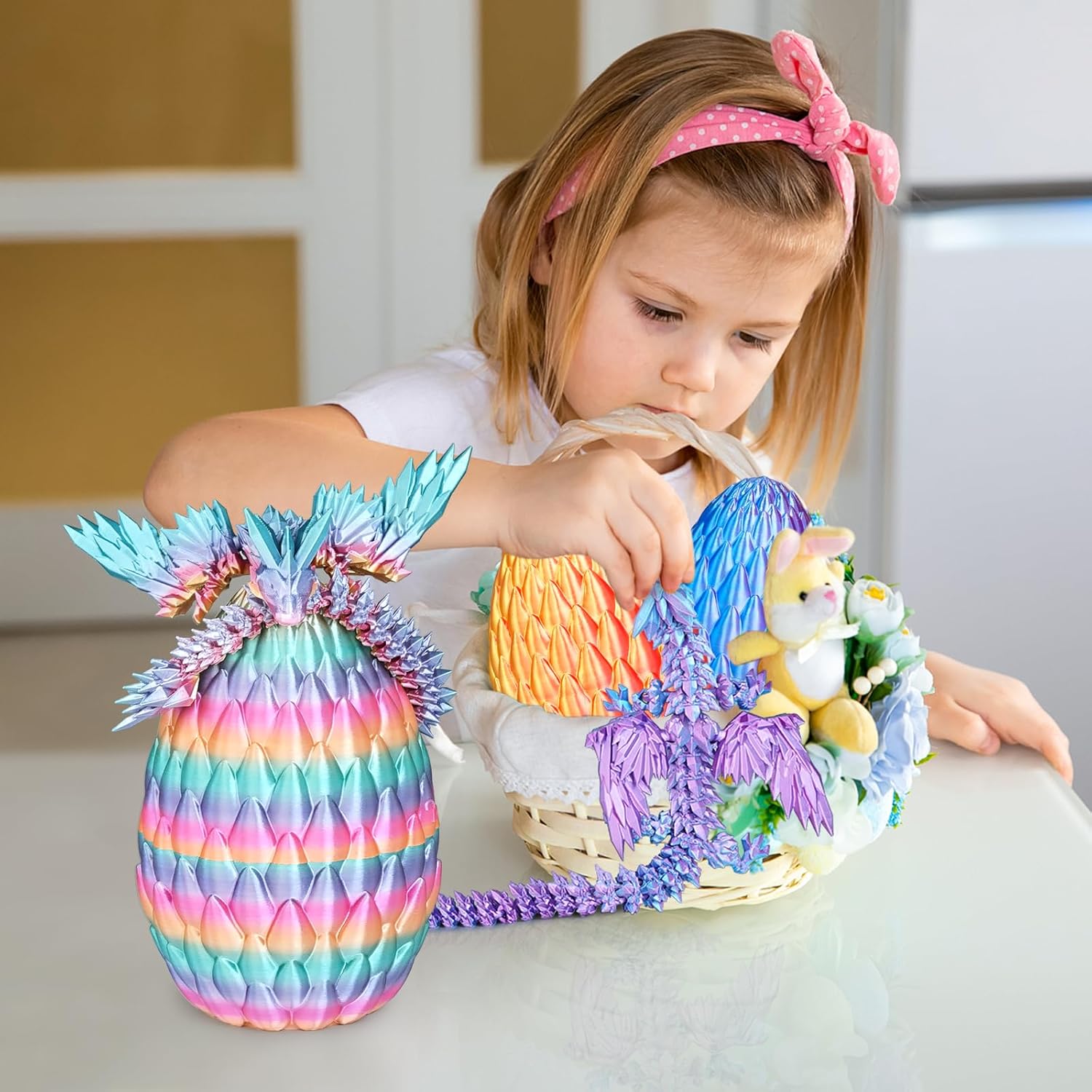 3D Printed Flying Dragon Egg with Articulated Dragon Inside – Toys&Gifts for Kids,Home Decor,Creative Ornaments,Birthday,Easter (Rainbow,Medium) - Image 4