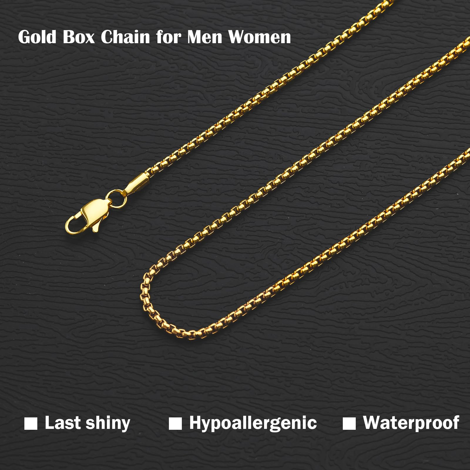 Cadena de oro y plata para hombres, 0.098 in 0.118 in para hombre de acero inoxidable cadena cadena collar joyería para hombres, Acero inoxidable, No es una piedra preciosa 5