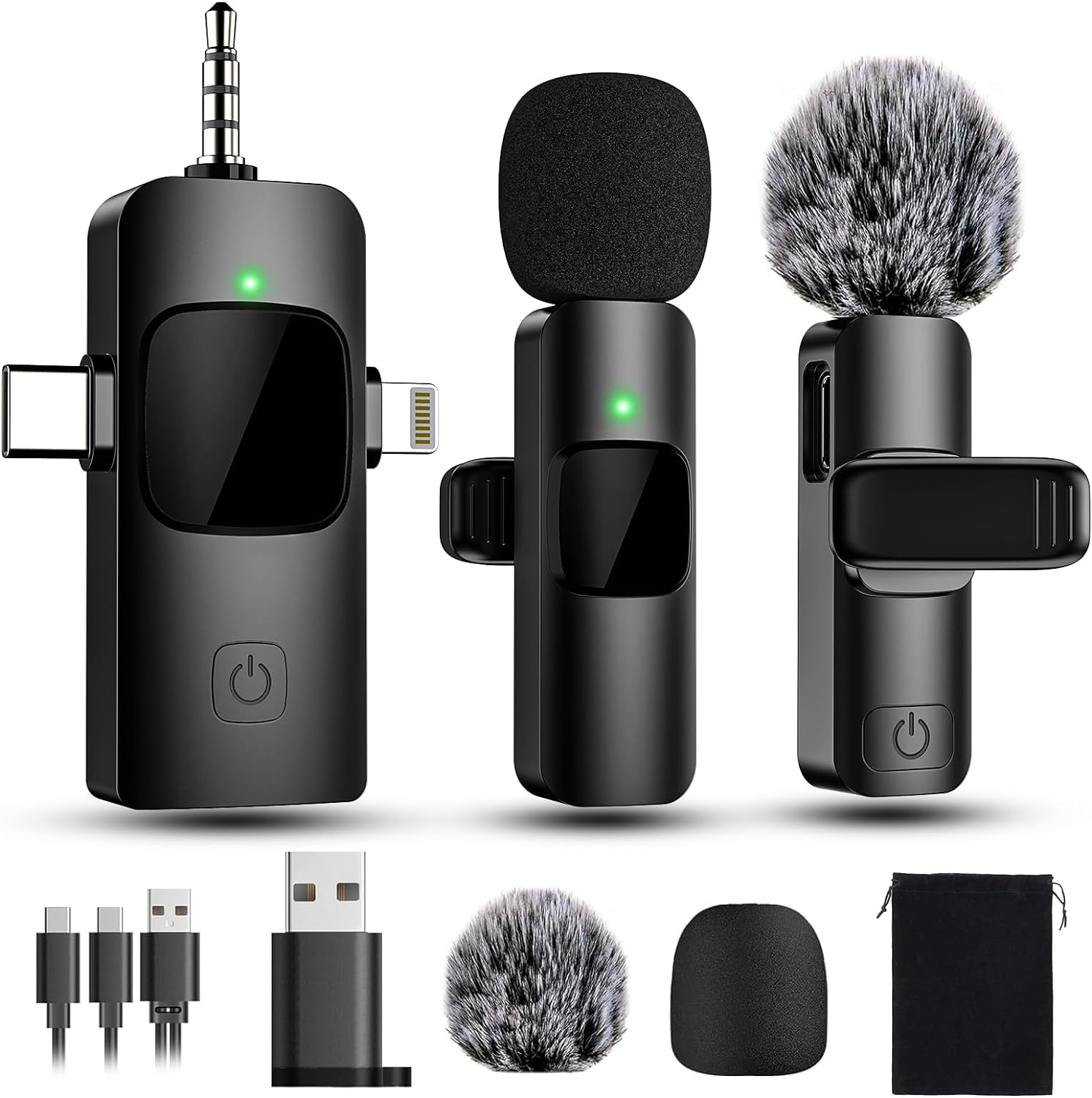 4 in 1 Mini Microphones Wireless Lavalier Microphone