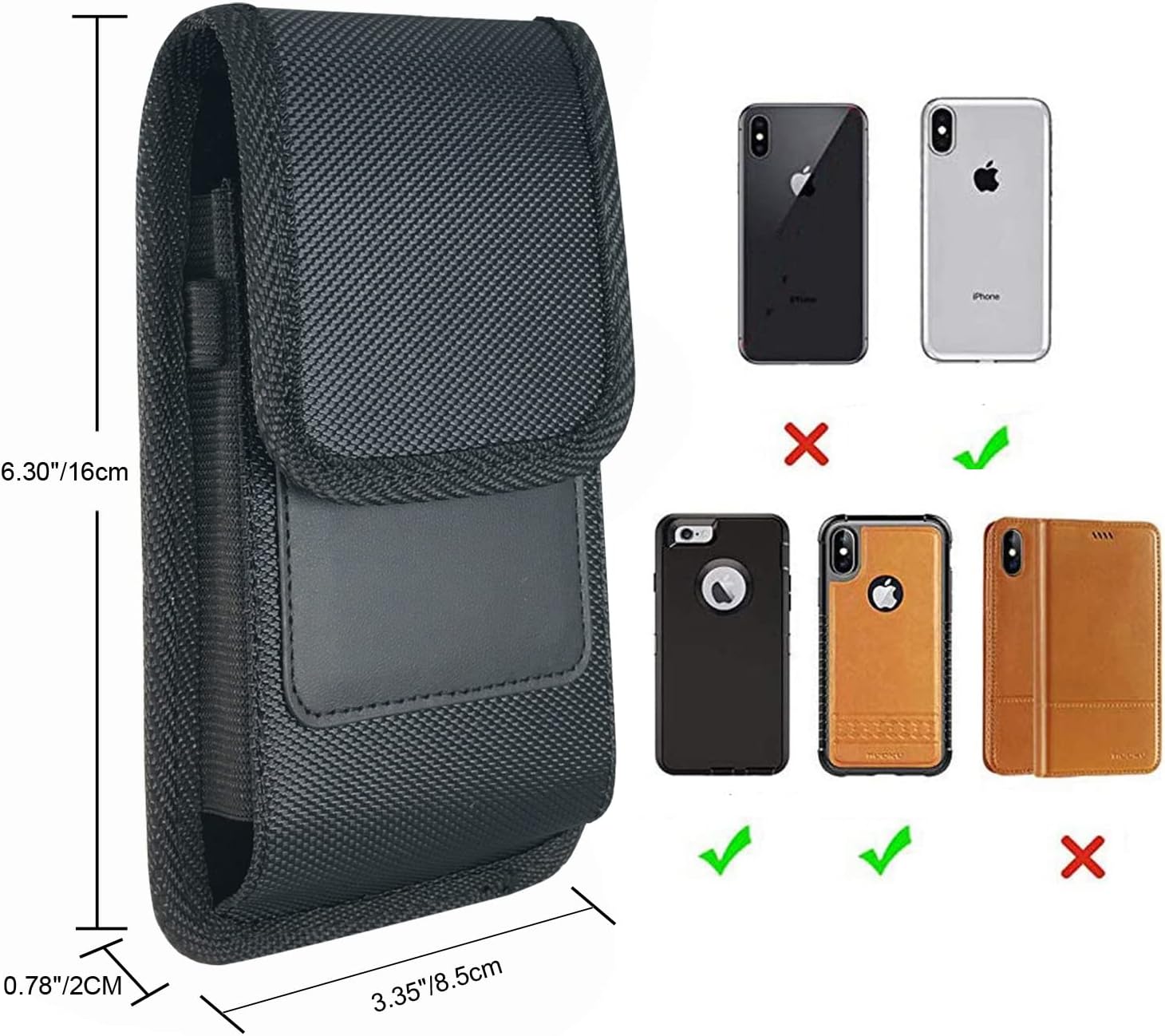 Phone Pouchs for iPhone 17 16 Pro 16 15Pro,15,14,14 pro,13,13 pro,12,12 Pro,11 Pro,mini SE Galaxy S20 S10 Nylon Cell Phone Holsters Compatible with Otterbox Case on (not fit Defender Series) - Image 6