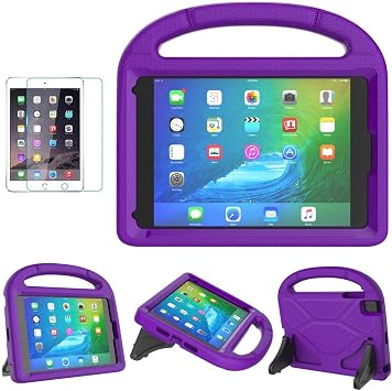 SUPLIK Kids Case for iPad mini 5/4/3/2/1 7.9", Durable Shockproof Protective Handle Bumper Stand Cover with 2*Screen Protectors for 7.9 inch Apple iPad mini 5th/4th/3rd/2nd/1st Generation, Purple