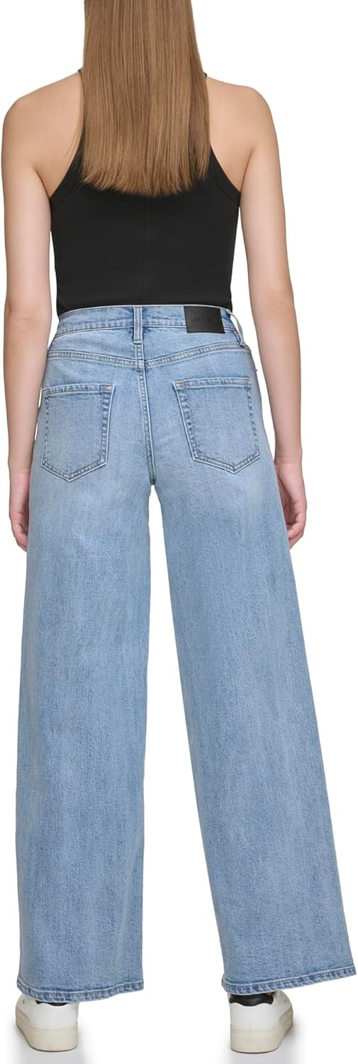 DKNY Womens High Rise Wide Leg Jeans - Image 5