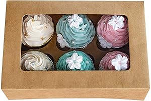 ONE MORE Pack of 15 Extra Sturdy and Durable Half Dozen Cupcake Boxes with Inserts