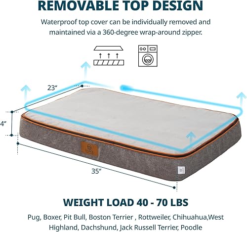 Miniatura 5 de Cama grande para perros de espuma viscoelástica, camas ortopédicas de 4 pulgadas de grosor para perros grandes, cama impermeable para perros con
