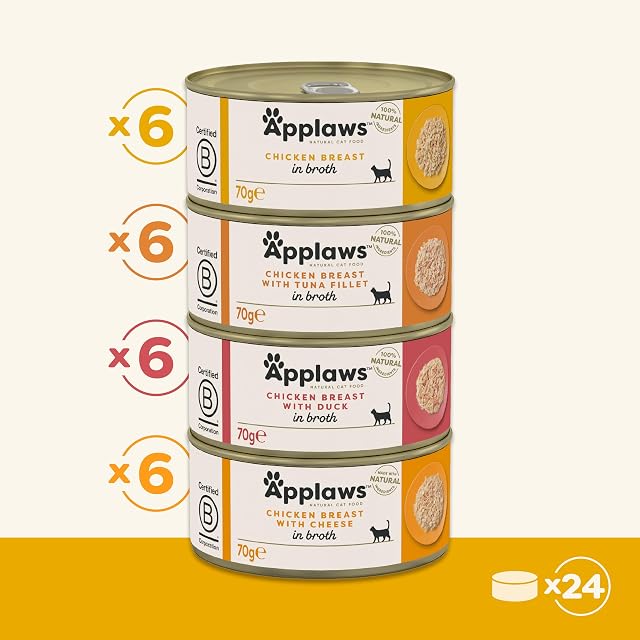 Foto 2 de 5 de Applaws, latas de Comida húmeda Natural para Gatos, selección de Pollo en Caldo, 24 x 70 g