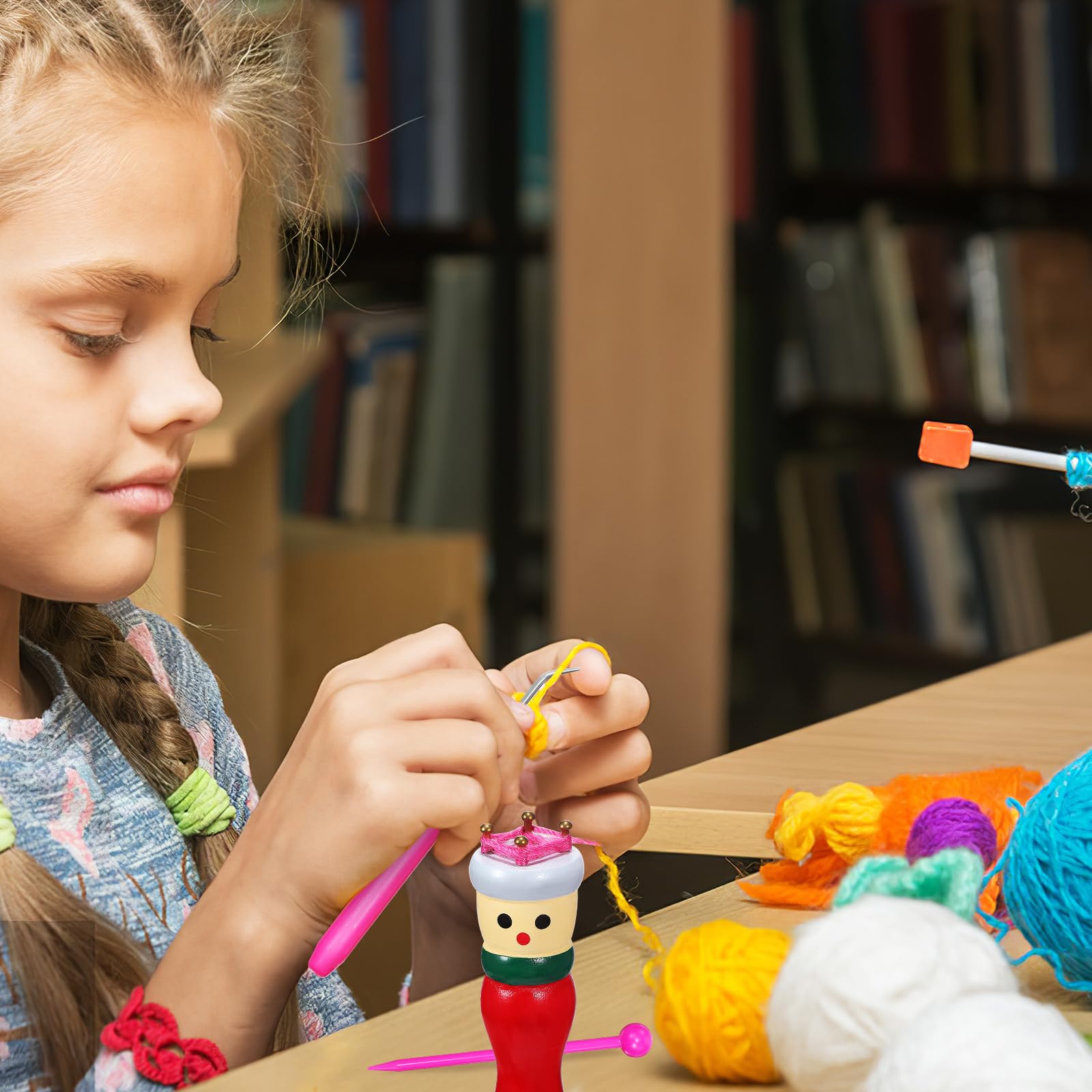 Healeved Juego de 16 piezas de bobinas de madera, telar francés para tejer suéteres calcetines, manualidades para principiantes