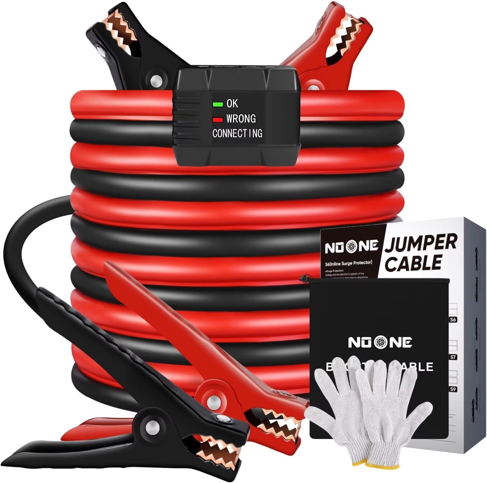 NOONE Jumper Cables with Smart-6 Protector, Professional Booster Cables 6 Gauge 16Feet (6AWG x 16Ft) with Carry Bag Included