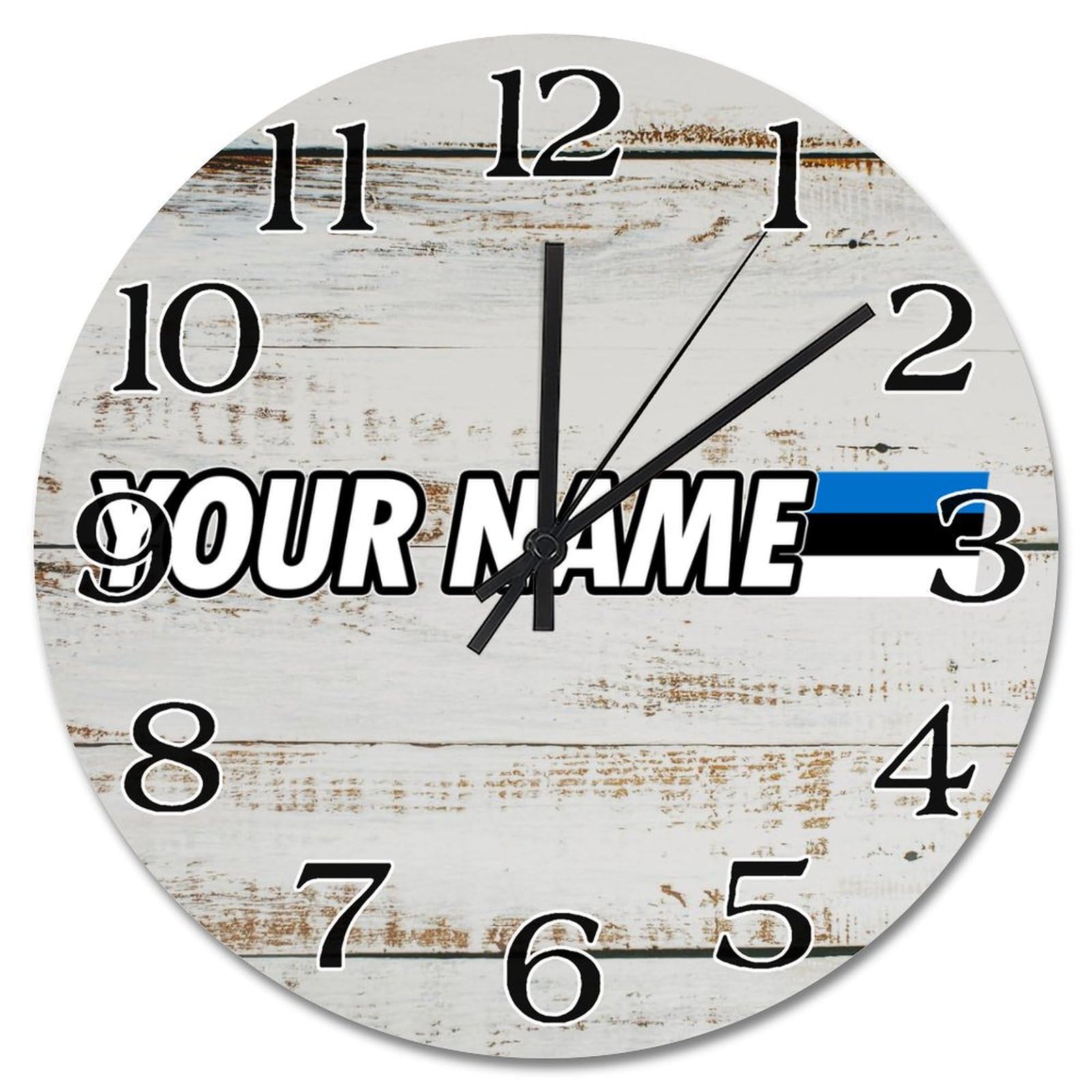 Horloge murale drapeau Estonie en bois personnalisable 25 cm