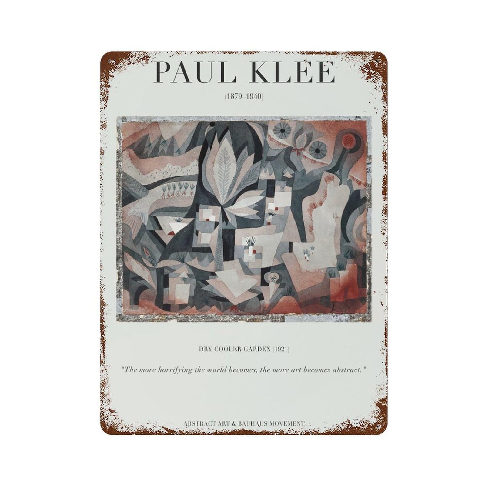Paul Klee - Dry Cooler Garden 15.7"x11.8" Distressed Metal Wall Sign, Shabby Chic Decor for Shed, Workshop And Garage Wall Decor