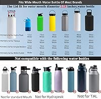 Vista 3 de Tapa de popote para botella de agua de boca ancha Hydro Flask de 32 onzas y 40 onzas, tapas superiores con popote para boca ancha Hydroflask
