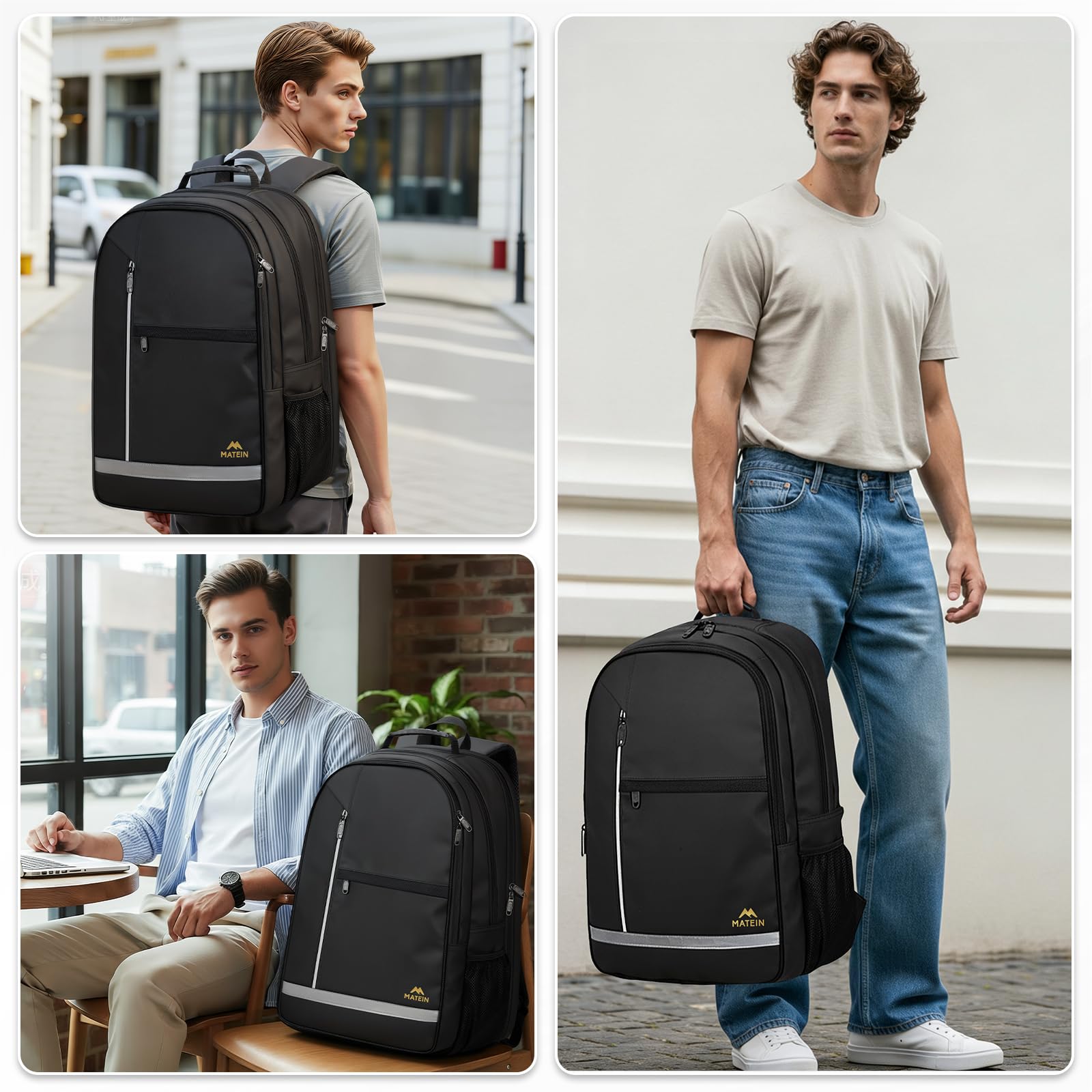 MATEIN Extra Large Backpack 55L, Work Backpack, Laptop Rucksack for Men Work, Large Rucksack with TSA Laptop Compartment, Spacious Capacity Fit for Office, Business Travel, Daily Use, Black — view 9