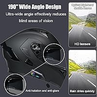 Vista 4 de Casco modular Moto Bluetooth con doble visera, con micrófono para Respuesta Automática Casco de Moto Homologado ECE Adecuado para Hombre Mujer