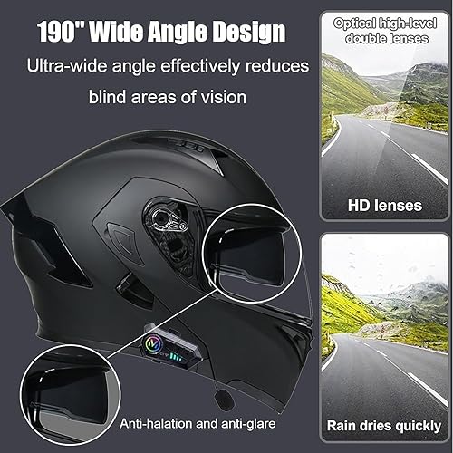 Miniatura 4 de Casco modular Moto Bluetooth con doble visera, con micrófono para Respuesta Automática Casco de Moto Homologado ECE Adecuado para Hombre Mujer