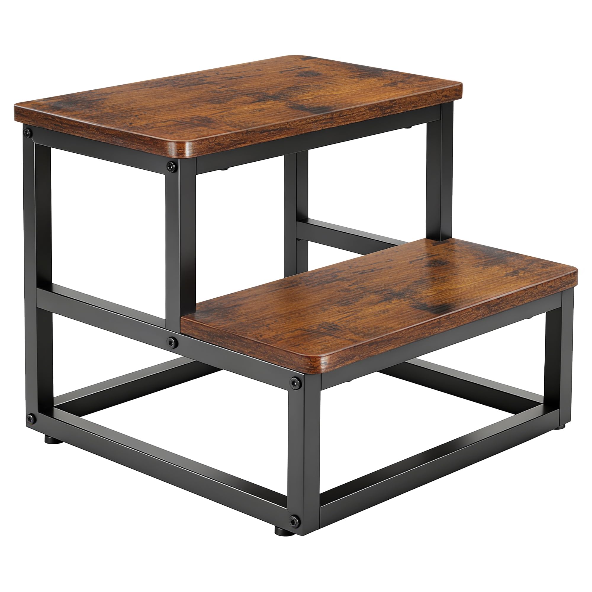 ROTTOGOON Sgabello a 2 gradini per adulti e bambini, antiscivolo, struttura in legno e metallo, con capacità di carico di 226,8 kg, con angoli arrotondati, poggiapiedi per cucina, bagno, camera da