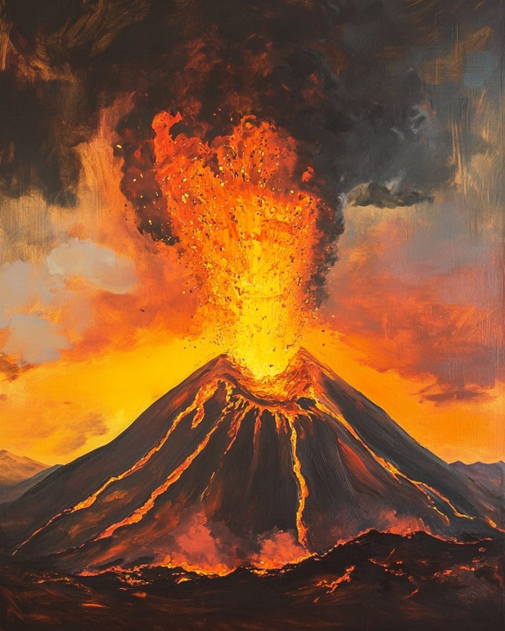 WANMIU DIY Paint by Numbers Flame Volcanic Eruption with Paint Brushes and Acrylic Painting Kit 16x20 Inch for Kids and Adults Beginner Gifts