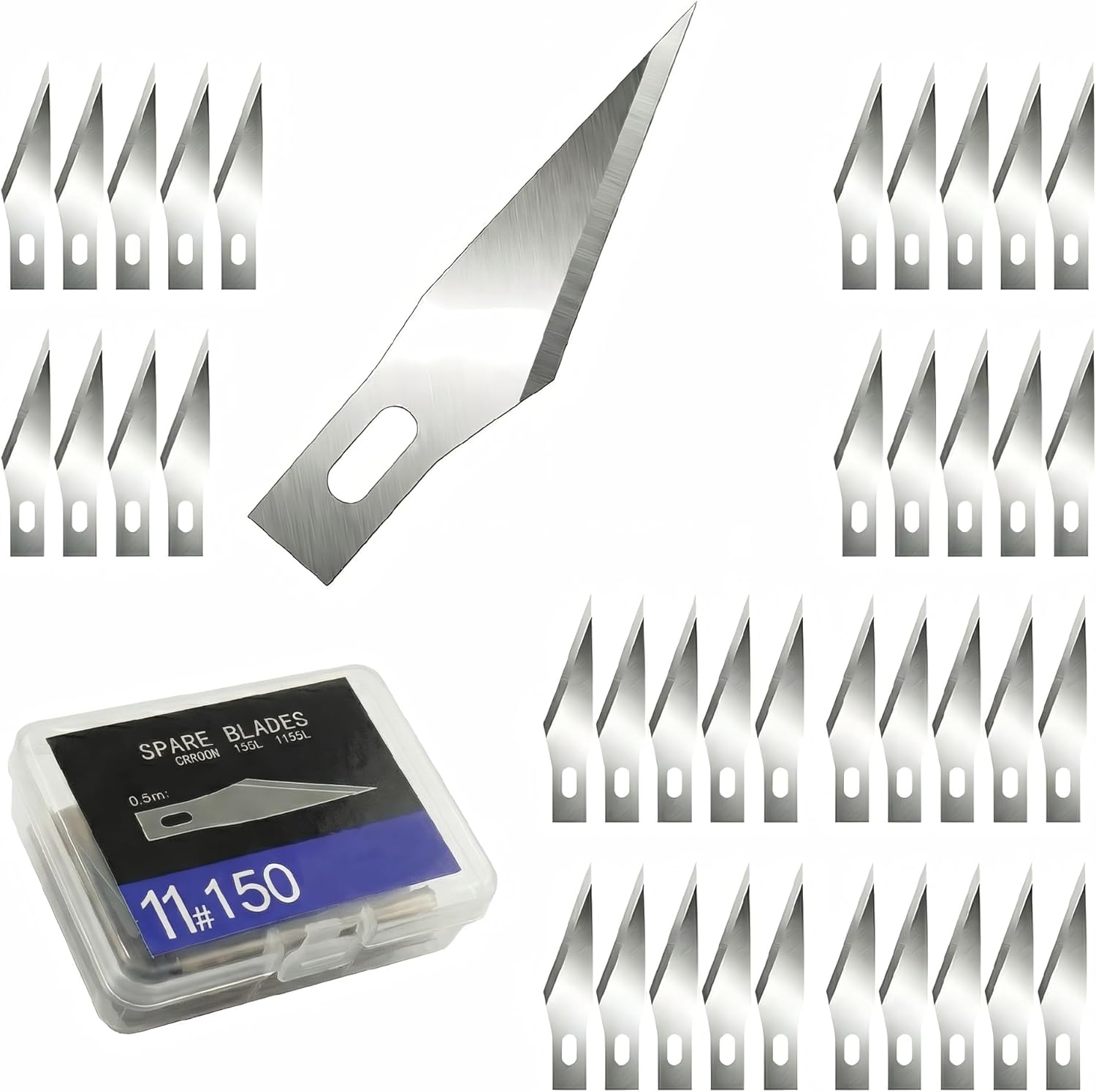 150 Pcs Exacto Knife Blades, #11 SK-5 High Carbon Steel Craft Blades, Precise Smooth Cutting, Anti-Rust Lubricated, Easy-Swap For Art DIY Projects, Foam Board Leather Cloth Cutting