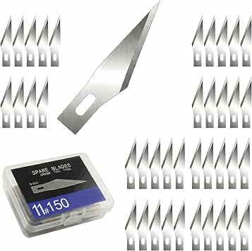 150 Pcs Exacto Knife Blades, #11 SK-5 High Carbon Steel Craft Blades, Precise Smooth Cutting, Anti-Rust Lubricated, Easy-Swap For Art DIY Projects, Foam Board Leather Cloth Cutting