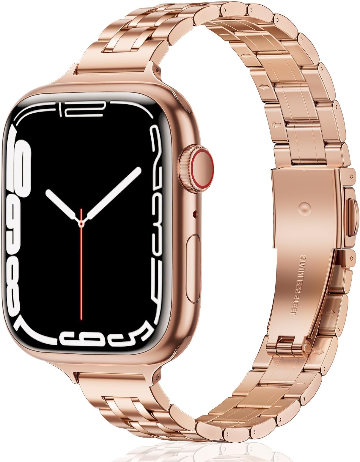 HEKAI Metal Straps Compatible with Apple Watch Strap 40mm 41mm 38mm, Slim Small Adjustable Stainless Steel Replacement Band iWatch Ultra Series 8/7/6/5/4/3/2/1,SE (38mm 40mm 41mm, Roségold)