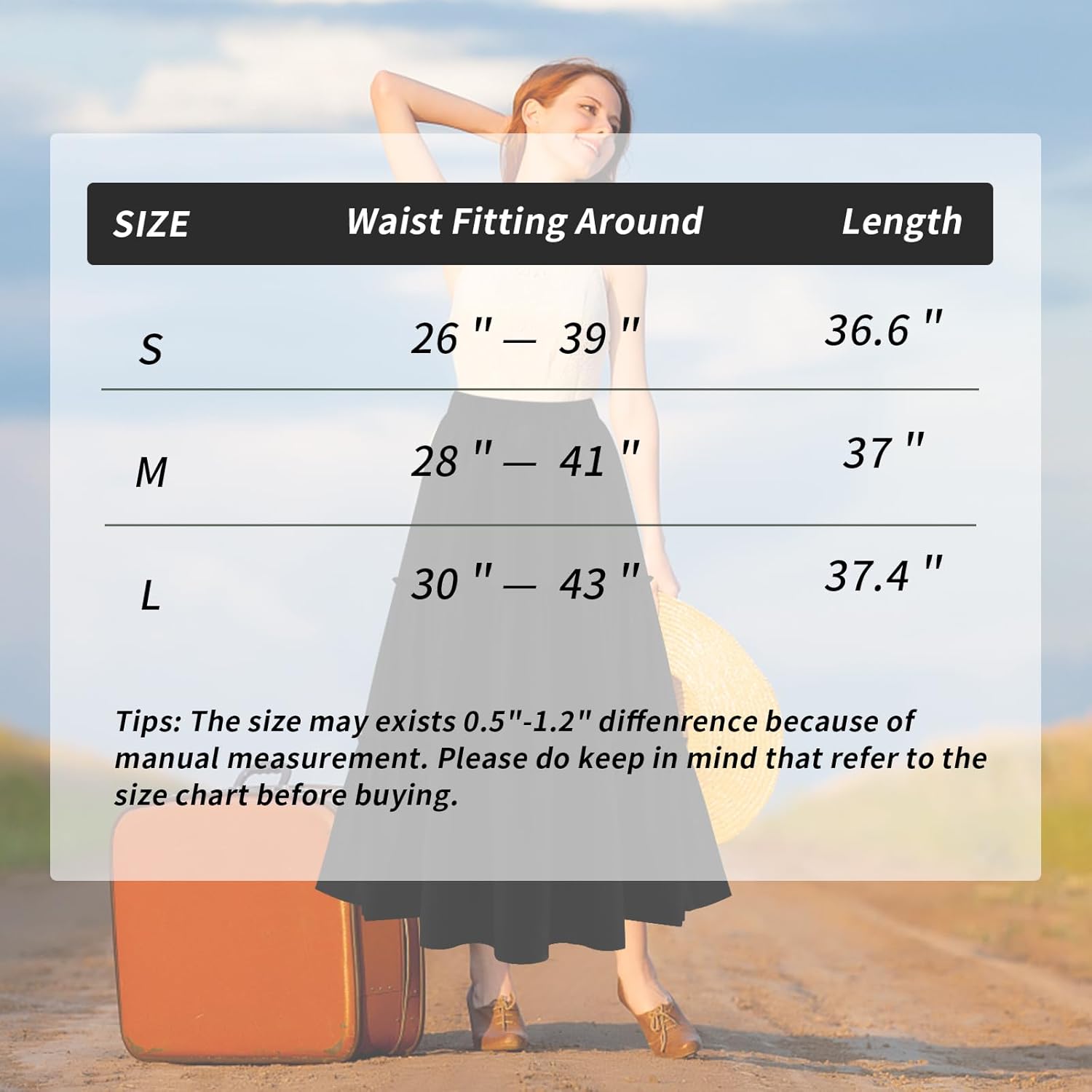 BOMAROLAN Women's Maxi Skirts Summer Elastic High Waist Boho Flowy Skirt A Line Long Skirts Ruffle Swing Beach Skirts - Image 6