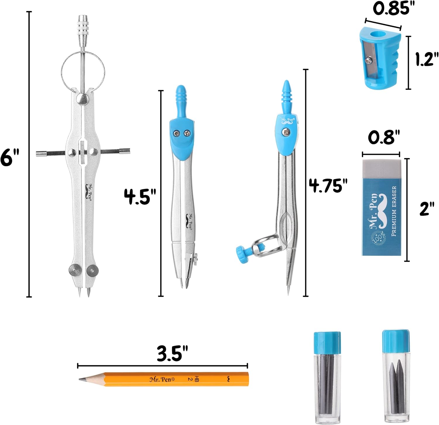 Mr. Pen- Geometry Set, 13 pcs, Compass for Geometry, Protractor Set, Geometry Kit Set with Shatterproof Storage Box, Geometry Kit, Drawing Tools, Drafting Set, Drafting Tools & Drafting Kits (Blue) : Office Products