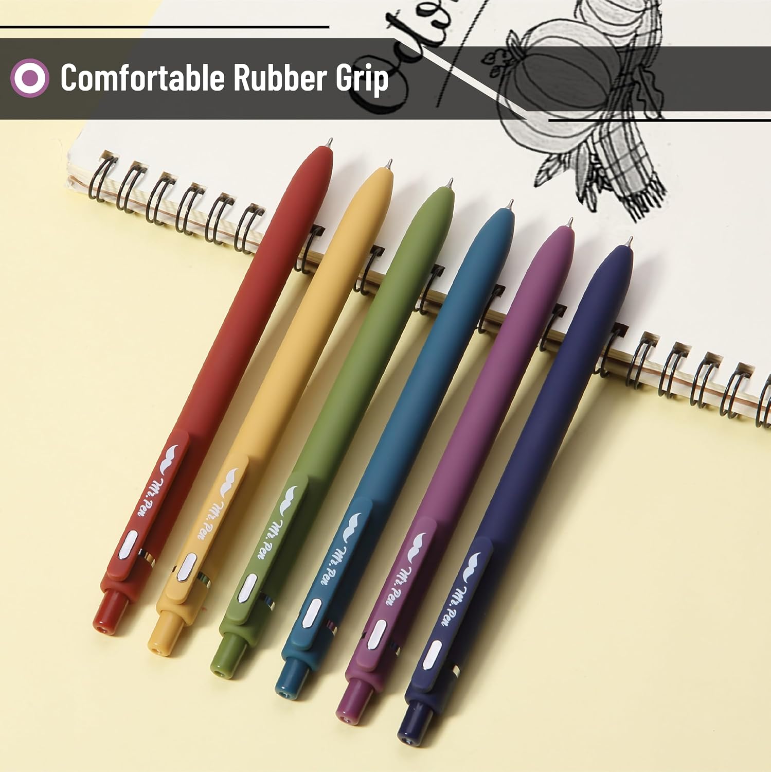 Mr. Pen- Retractable Gel Pens, 6 Pack, Black Ink, Vintage Barrels image 4