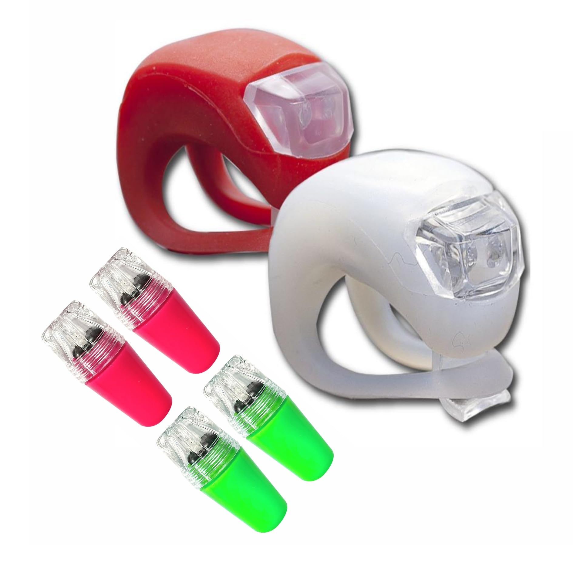 ONBICLE 2pc Cycle Light Red and White 3 Modes With 4pc Wheel LED Light Silicon Bright Combo for Bicycle Bike-image-18