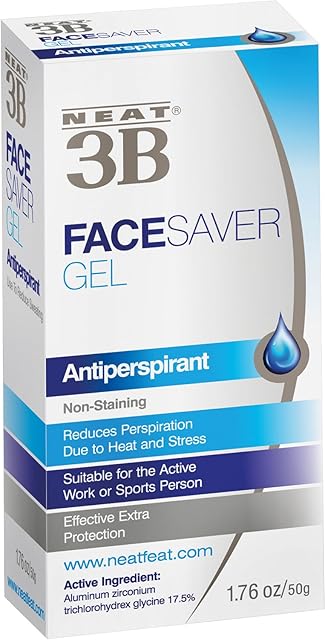 Neat 3B Face Saver Gel, Strong Antiperspirant For Face, Anti Sweat, Non-Staining, Effective Extra Protection For Excessive Sweating, Suitable For Active Work -- Unscented, 50 g (Pack of 1)