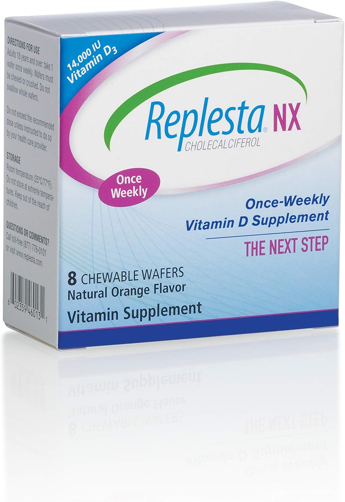 Deizang Replesta NX 14,000 IU Vitamin D3 Cholecalciferol Vitamin D Deficiency Once-Weekly Chewable Wafer, Non-GMO, Natural Orange Flavor, 8 Tablets (Pack of 2)