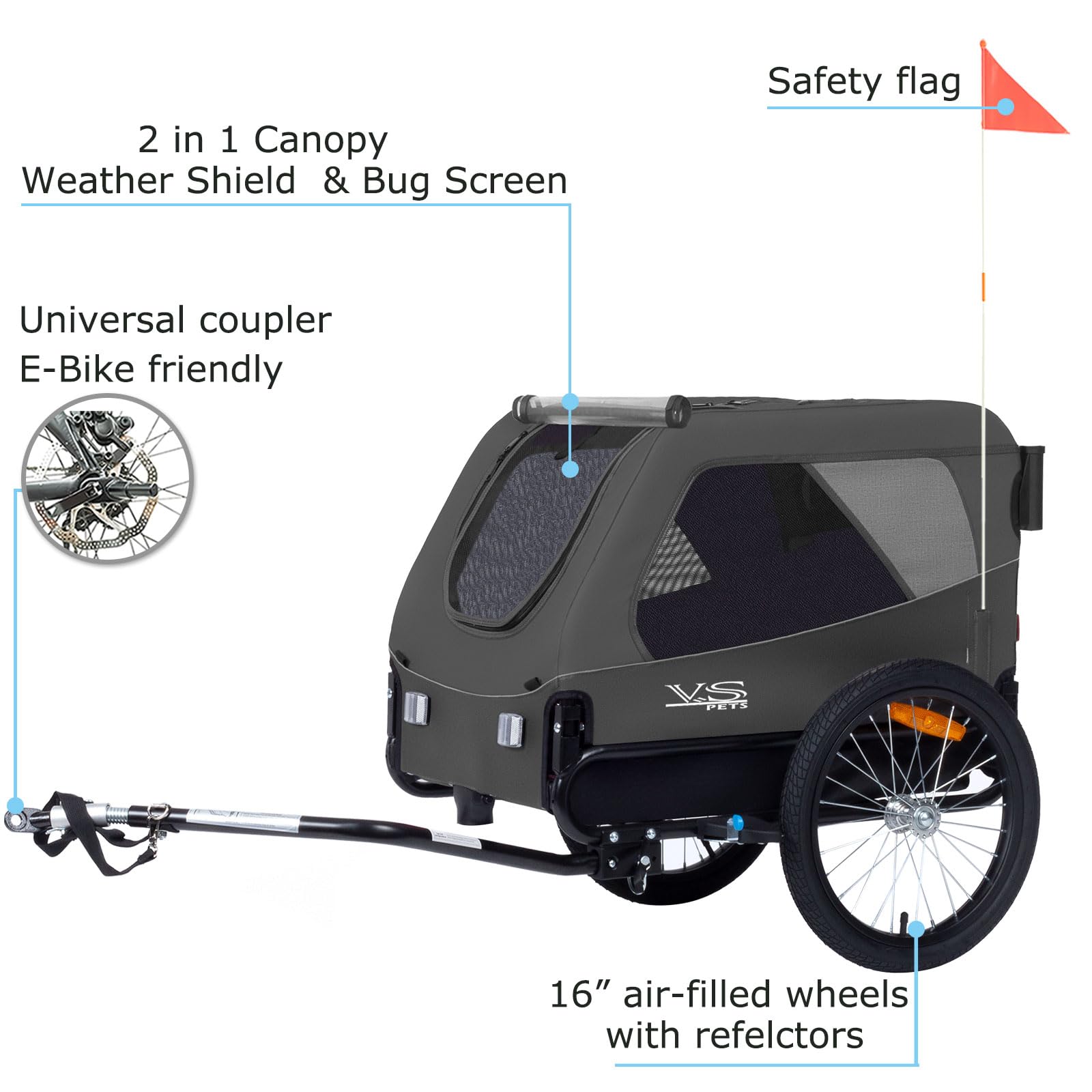 Tiggo VS Pets Medium Hundeanhänger & Buggy 2in1 Fahrradanhänger Hundebuggy Jogger 80204