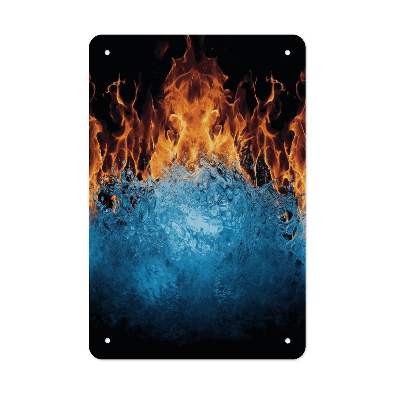 Btcowzrv Style Ice Fire Metal Tin Sign Wall Decor Hanging Plaque