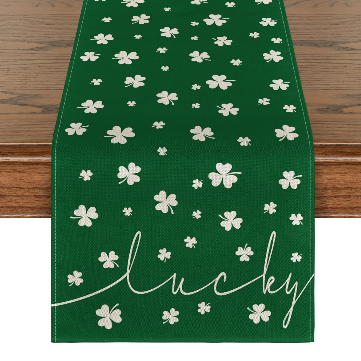 Artoid ModeArtoid Mode Green Lucky Shamrock St. Patrick's Day Table Runner, Seasonal Spring Holiday Kitchen Dining Table Decoration for Indoor Outdoor Home Party Decor 13 x 72 Inch