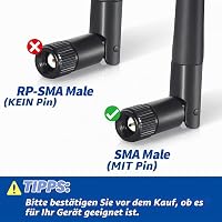 Dvojpásmová WiFi anténa Bingfu 2,4 GHz 5 GHz s konektorom SMA, 3 dBi náhradné antény, balenie 2 ks 3