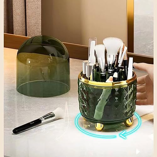 Miniatura 4 de Caja de almacenamiento de brochas de maquillaje, cubo giratorio de 360 para un fácil acceso y almacenamiento adicional para artículos de tocador