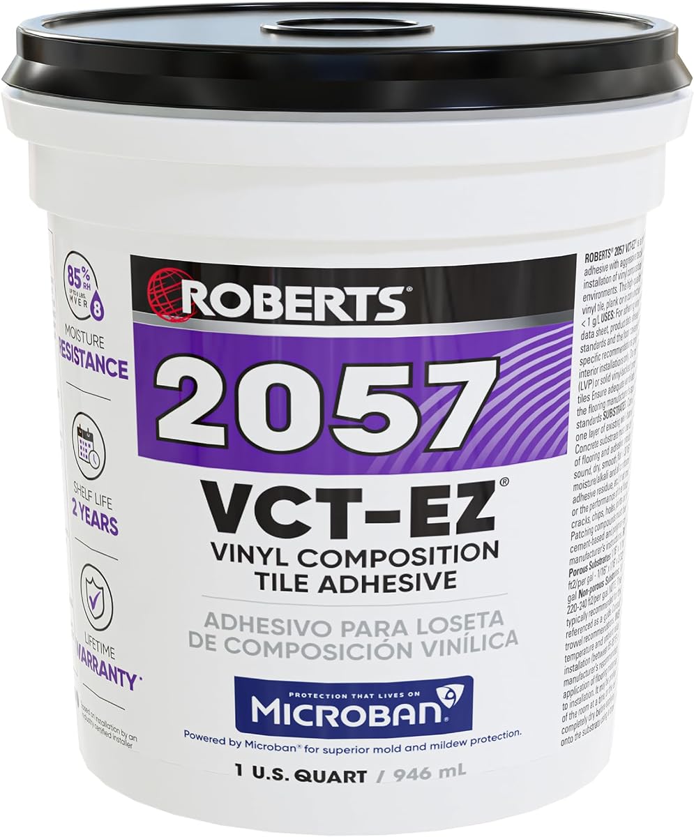 Roberts 2057-0 1 Quart Vinyl-Composition and Vinyl-Asphalt Structurally Sound Plywood of Underlayment Quality Tile Adhesive