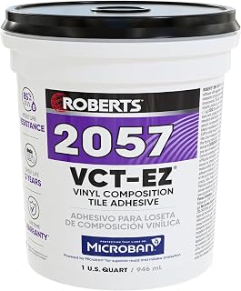 Roberts 2057-0 1 Qt VCT Tile Adhesive - Solvent-Free, Microban Protected Vinyl Flooring Glue for Secure Bonds