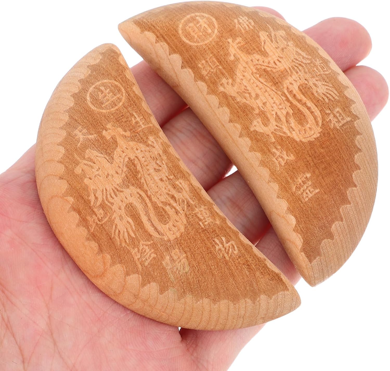 PRETYZOOM Vintage Wooden Divination Cups Dual Dragon Design for Fortune Telling and Roleplaying, Beige Color Suitable for Vintage Home Decor and Divination Altar Use
