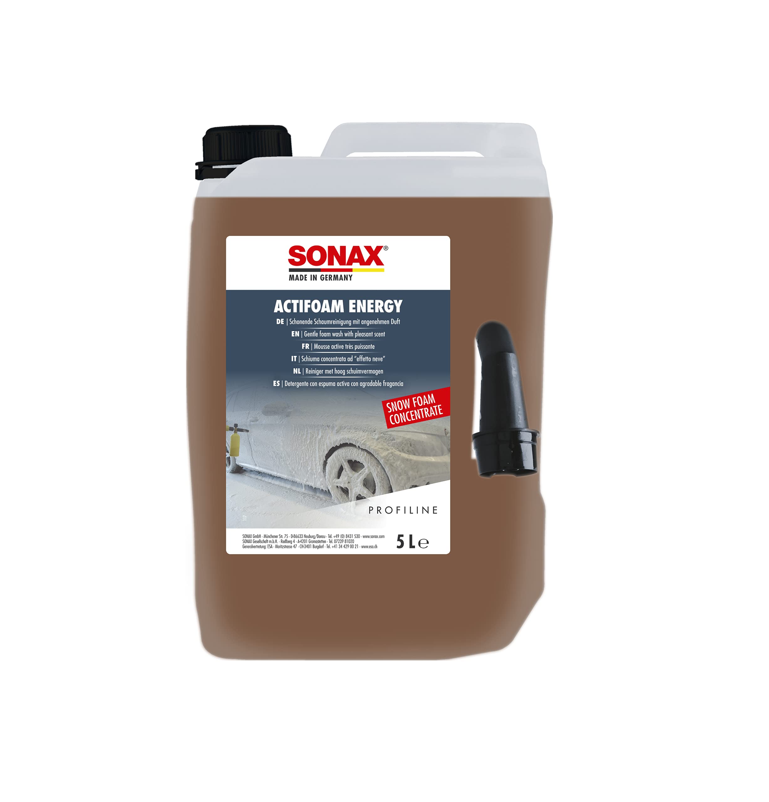 SONAX PROFILINE ActiFoam Energy (5 Liter) & FelgenBeast (1 Liter) Felgenreiniger für alle polierten, verchromten und matten Stahl- & Leichtmetallfelgen | Art-Nr. 04333000