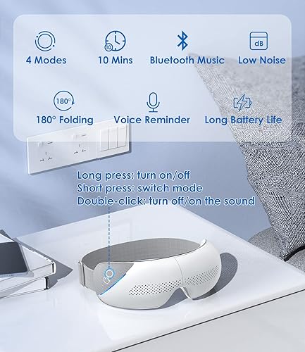 Miniatura 4 de VMOK Masajeador de ojos térmico con compresión, música Bluetooth, masajeador de sien de ojos para relajar y reducir las migrañas, fatiga ocular,