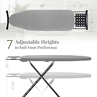 Vista 2 de Tabla de planchar de tamaño completo, RAINHOL 43"x13" Tabla de planchar compacta de alta resistencia con soporte para plancha, soporte de hierro Gris