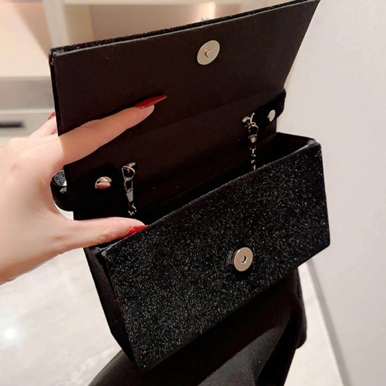 Pochette Donna Borsa da Sera alla Moda in Velluto per Feste E Balli di Fine Anno Pochette da Sposa Elegante Borsa A Tracolla con Catena da Donna