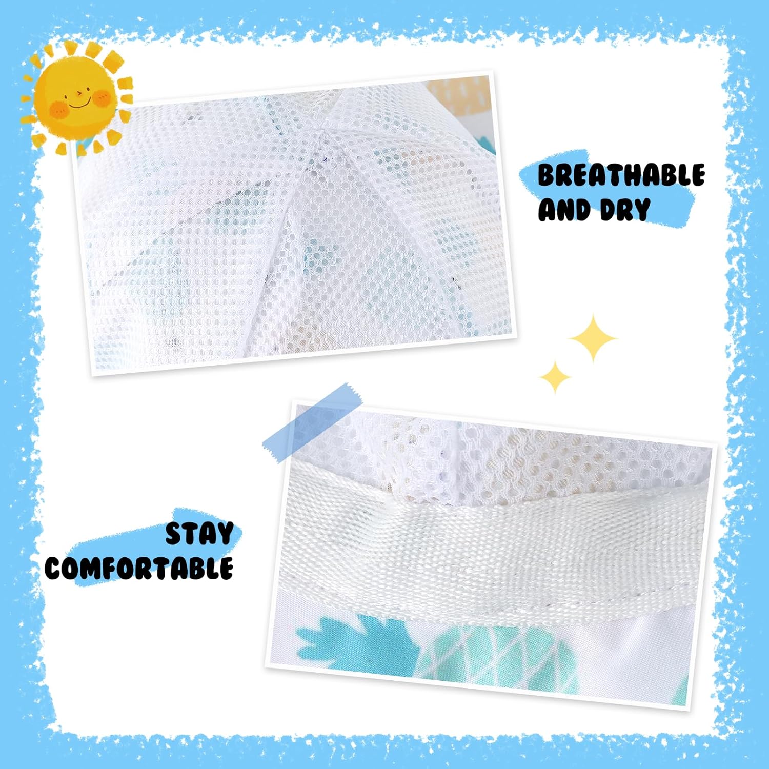 Baby Bucket hat UPF 50+ Wide Brim Toddler Sun hat Beach for Girls - Image 3